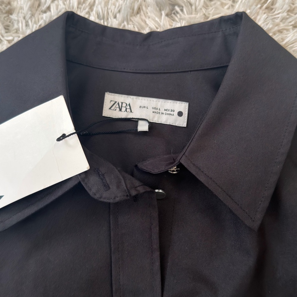 Zara Black Long Sleeve Button Dress - Picture 2 of 6